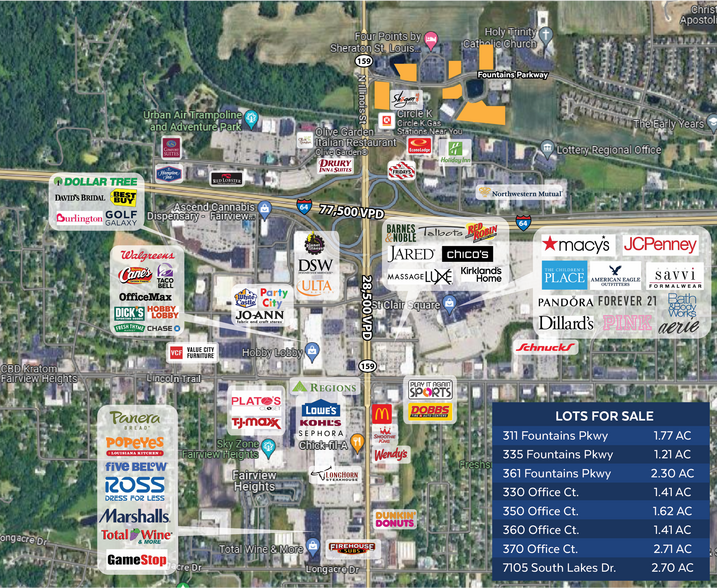 8 Commercial Lots Fairview Heights portefeuille de 8 biens à vendre sur LoopNet.fr - Aérien – Image 3 sur 4