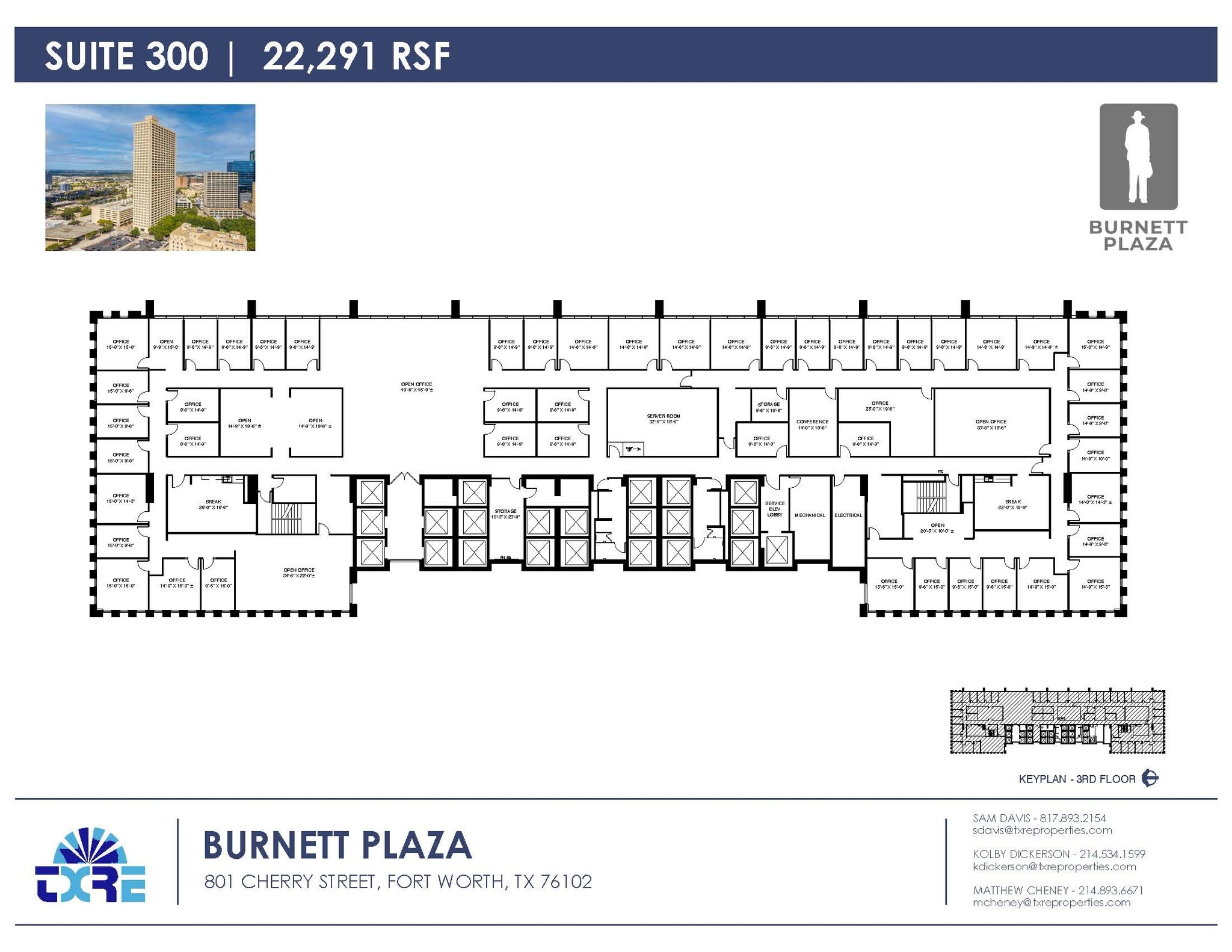 801 Cherry St, Fort Worth, TX à louer Plan d’étage– Image 1 sur 2