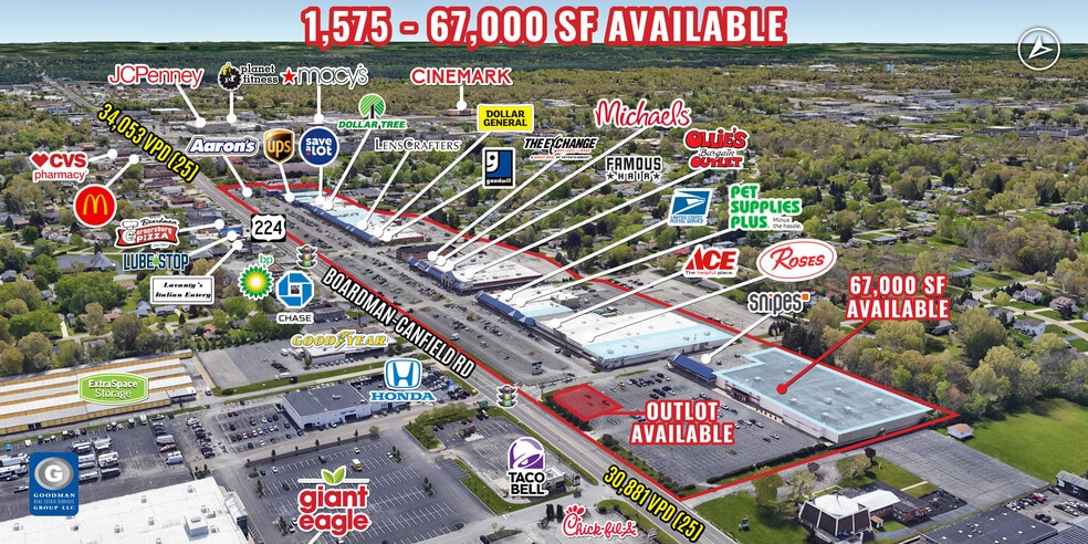 101-501 Boardman-Canfield Rd, Youngstown, OH à louer - Aérien – Image 1 sur 16