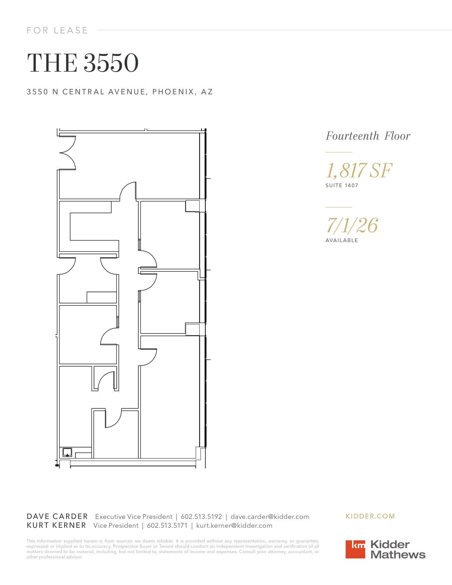 3550 N Central Ave, Phoenix, AZ à louer Plan d’étage– Image 1 sur 1