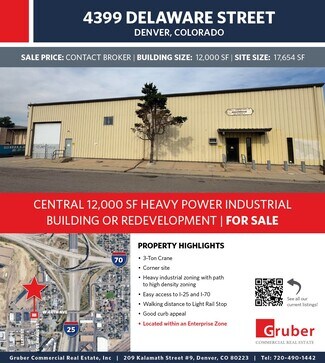 Plus de détails pour 4399 Delaware St, Denver, CO - Industriel/Logistique à vendre