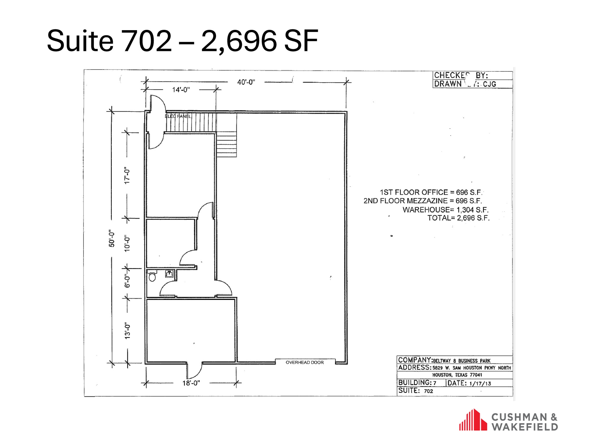 5829 W Sam Houston Pky N, Houston, TX à louer Plan d’étage– Image 1 sur 1