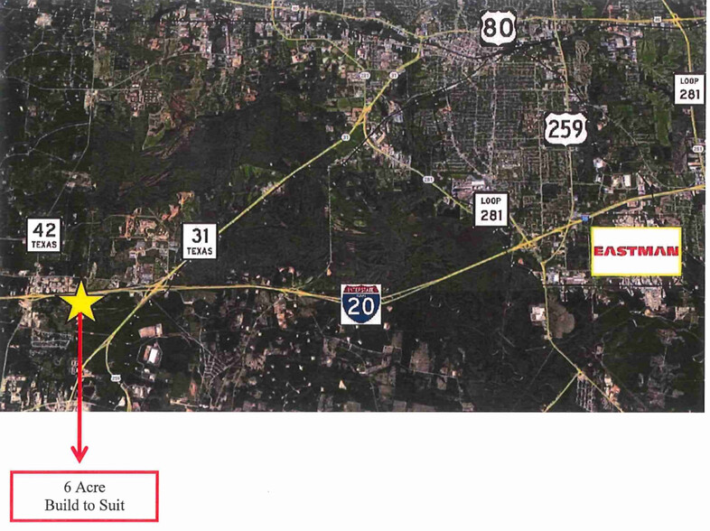 6 Acres on Interstate 20, Kilgore, TX à vendre - Aérien – Image 2 sur 2