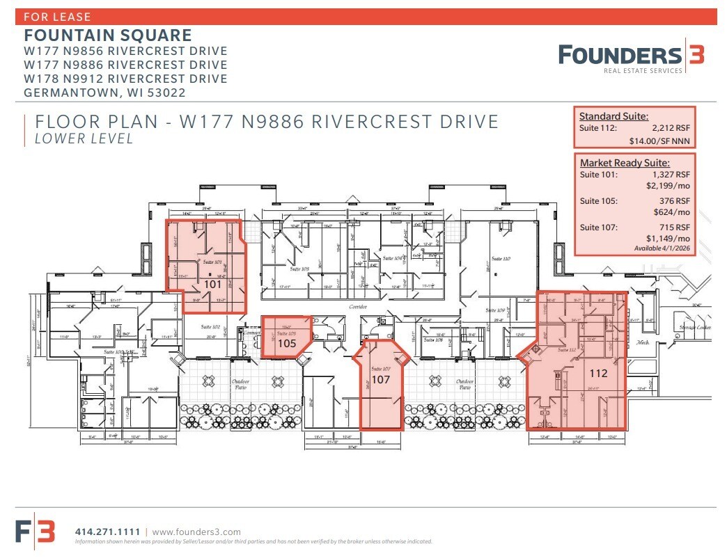 W177N9856-W178 N9912 Rivercrest Dr, Germantown, WI à louer Plan d’étage– Image 1 sur 1