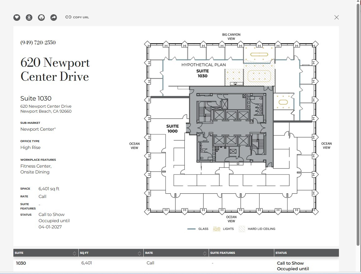 620 Newport Center Dr, Newport Beach, CA à louer Plan d’étage– Image 1 sur 1