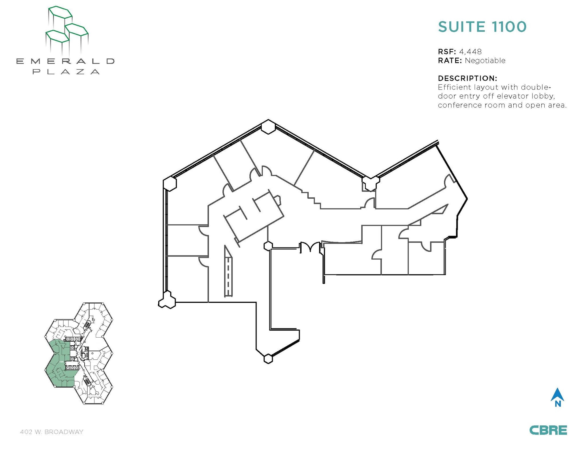 402 W Broadway, San Diego, CA à louer Plan d’étage– Image 1 sur 1