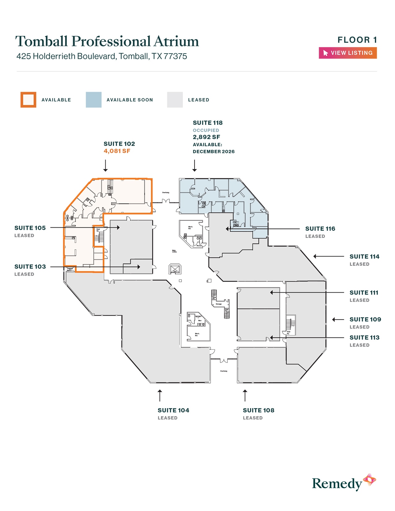 425 Holderrieth Blvd, Tomball, TX à louer Plan d’étage– Image 1 sur 1