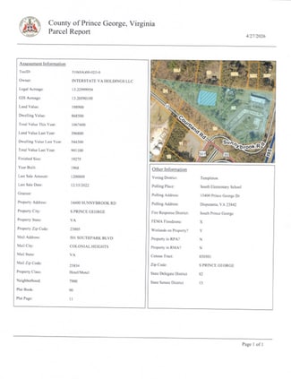 Plus de détails pour 16600 Sunnybrook Rd, Petersburg, VA - Terrain à vendre