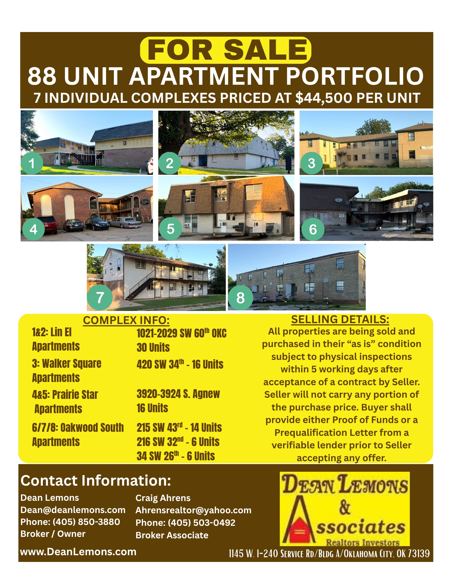 88 Unit Apartment Portfolio portefeuille de 6 biens à vendre sur LoopNet.fr Autre– Image 1 sur 2