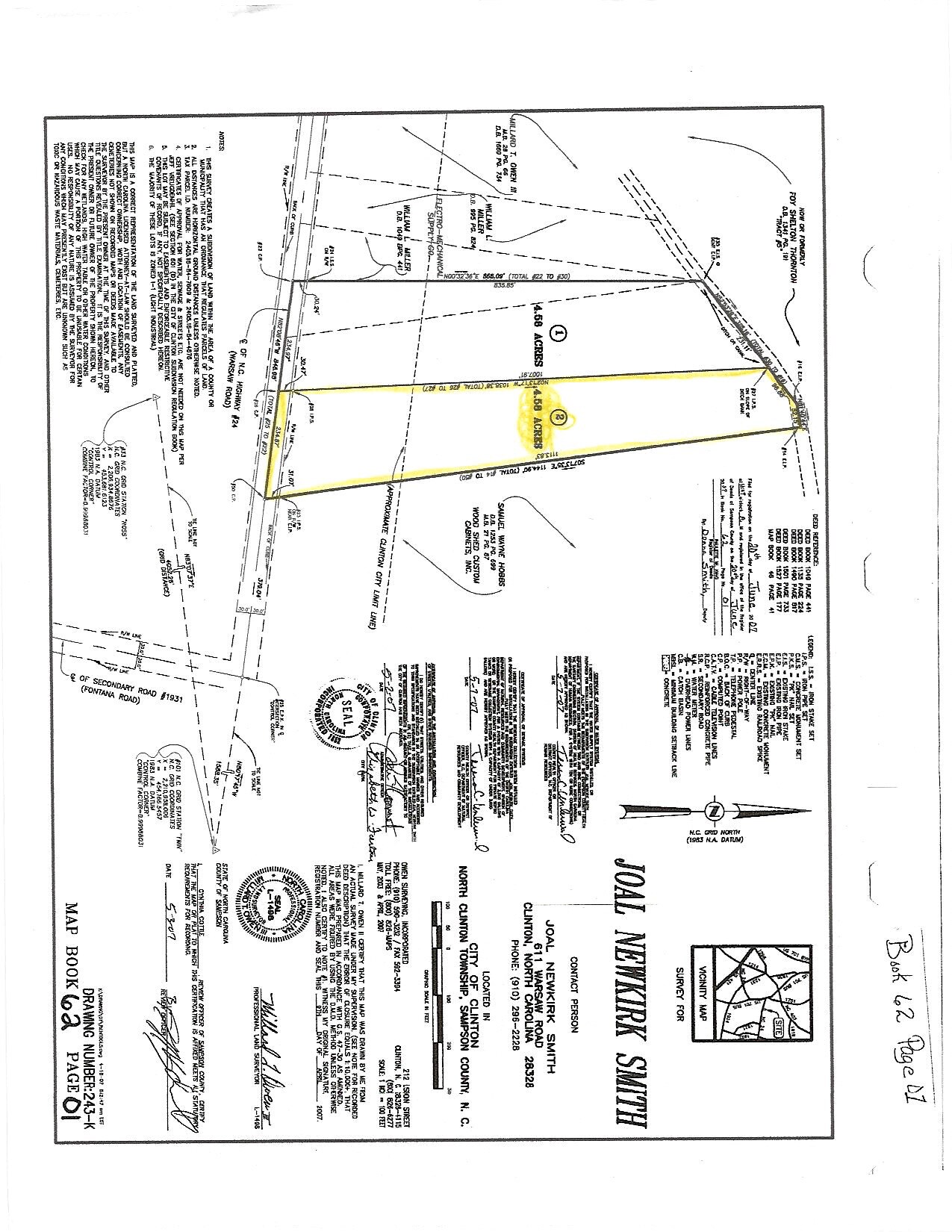 0 Warsaw Rd, Clinton, NC à vendre Plan cadastral– Image 1 sur 4