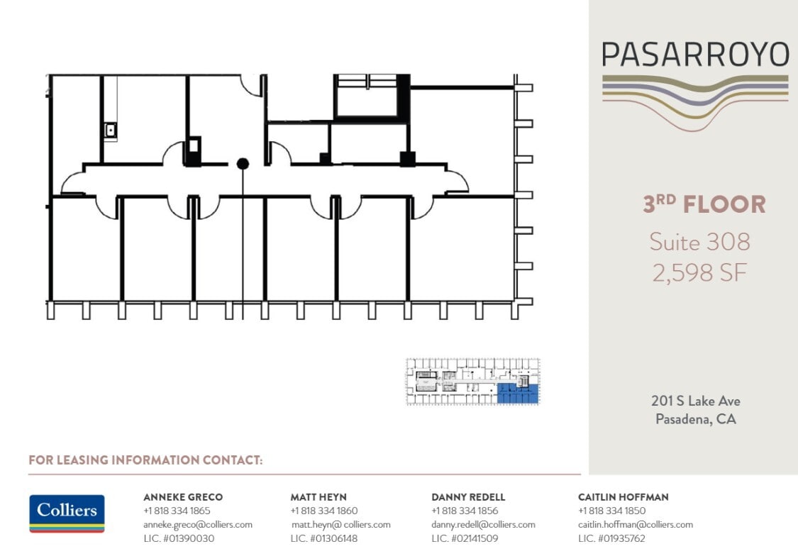 225 S Lake Ave, Pasadena, CA à louer Plan d’étage– Image 1 sur 1