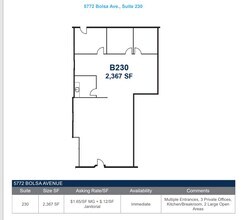 5762 Bolsa Ave, Huntington Beach, CA à louer Plan d’étage– Image 1 sur 1