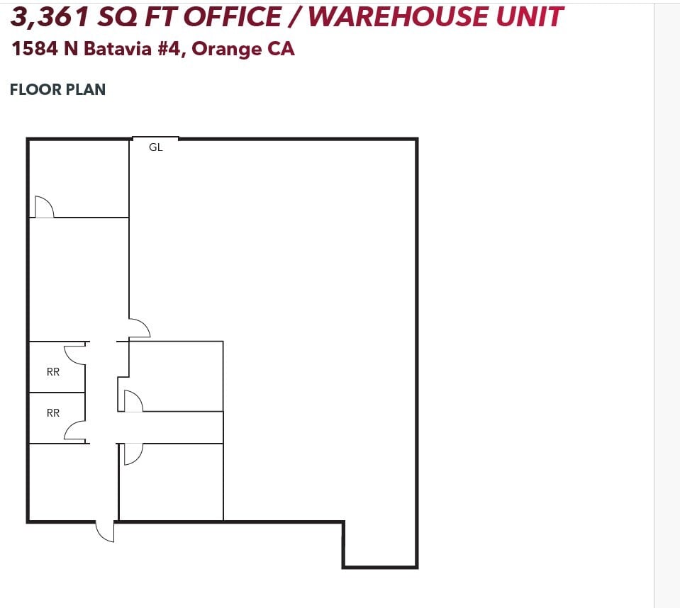 1588 N Batavia St, Orange, CA à louer Plan d’étage– Image 1 sur 1