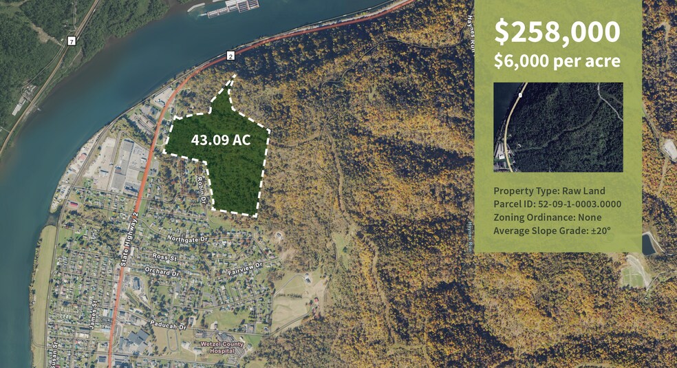 State Route 2, New Martinsville, WV à vendre - Aérien – Image 1 sur 4