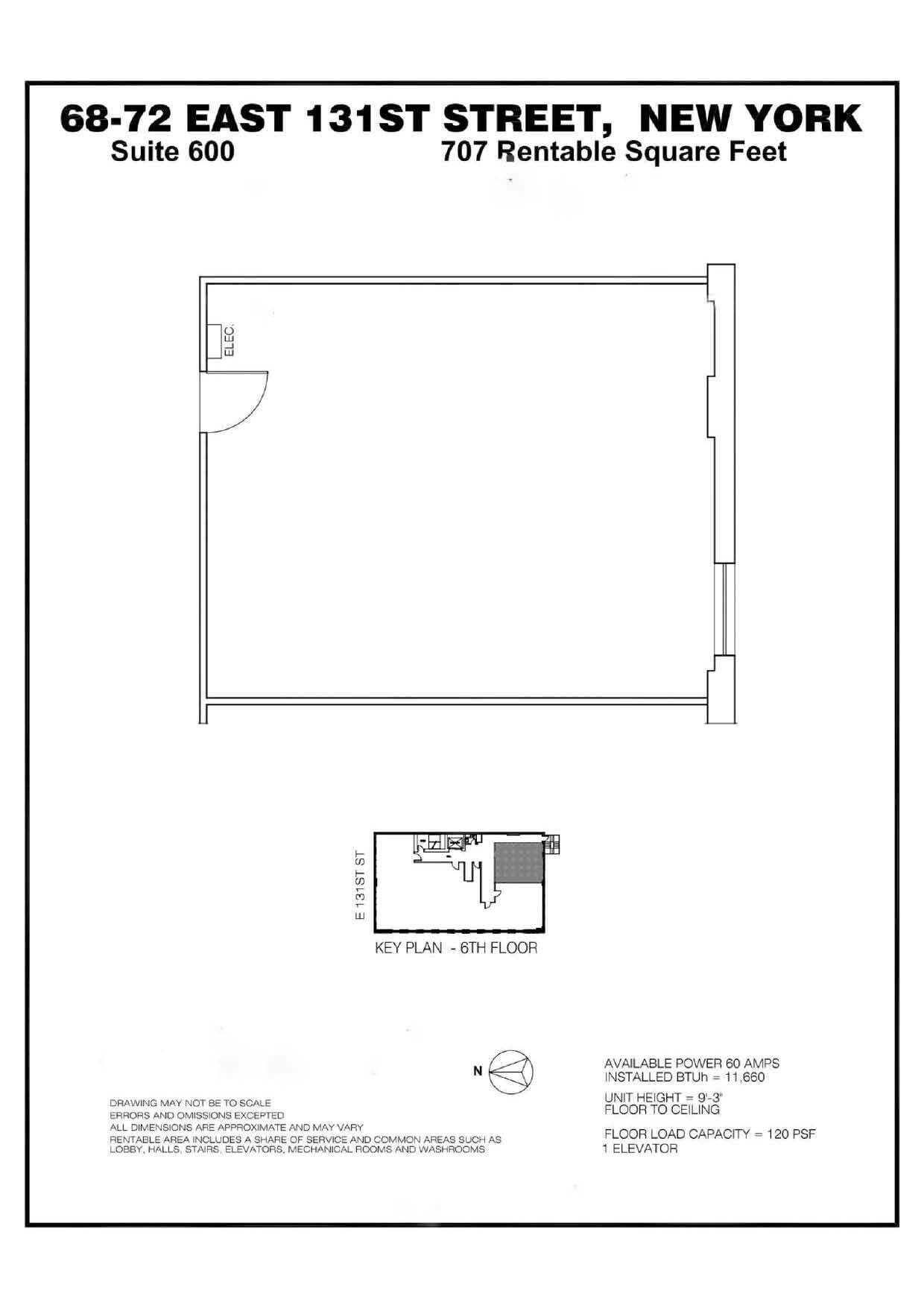 68 E 131st St, New York, NY à louer Plan d’étage– Image 1 sur 4