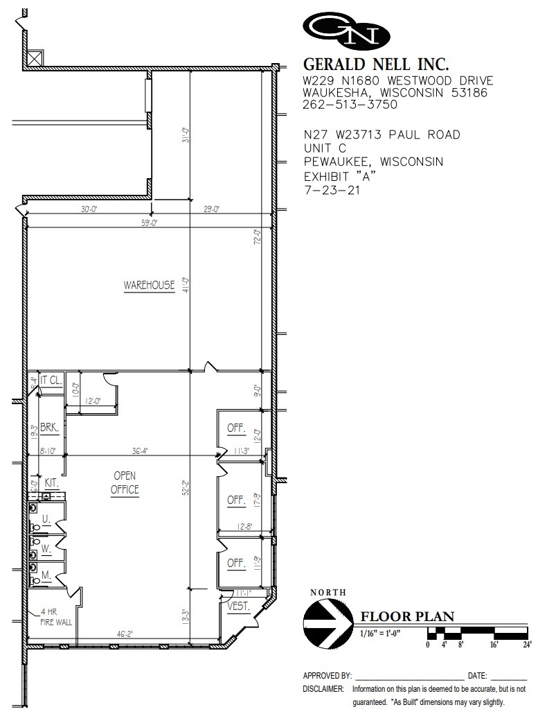 N27W23713 Paul Rd, Pewaukee, WI à louer Plan d’étage– Image 1 sur 1