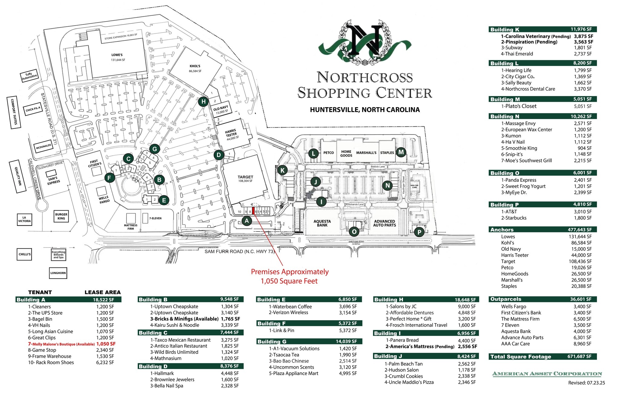 9645-9759 Sam Furr Rd, Huntersville, NC à louer Plan de site– Image 1 sur 2