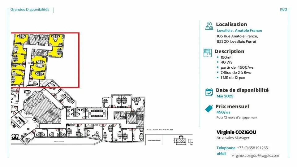 Bureau dans Levallois-Perret à louer - Plan d’étage – Image 2 sur 5