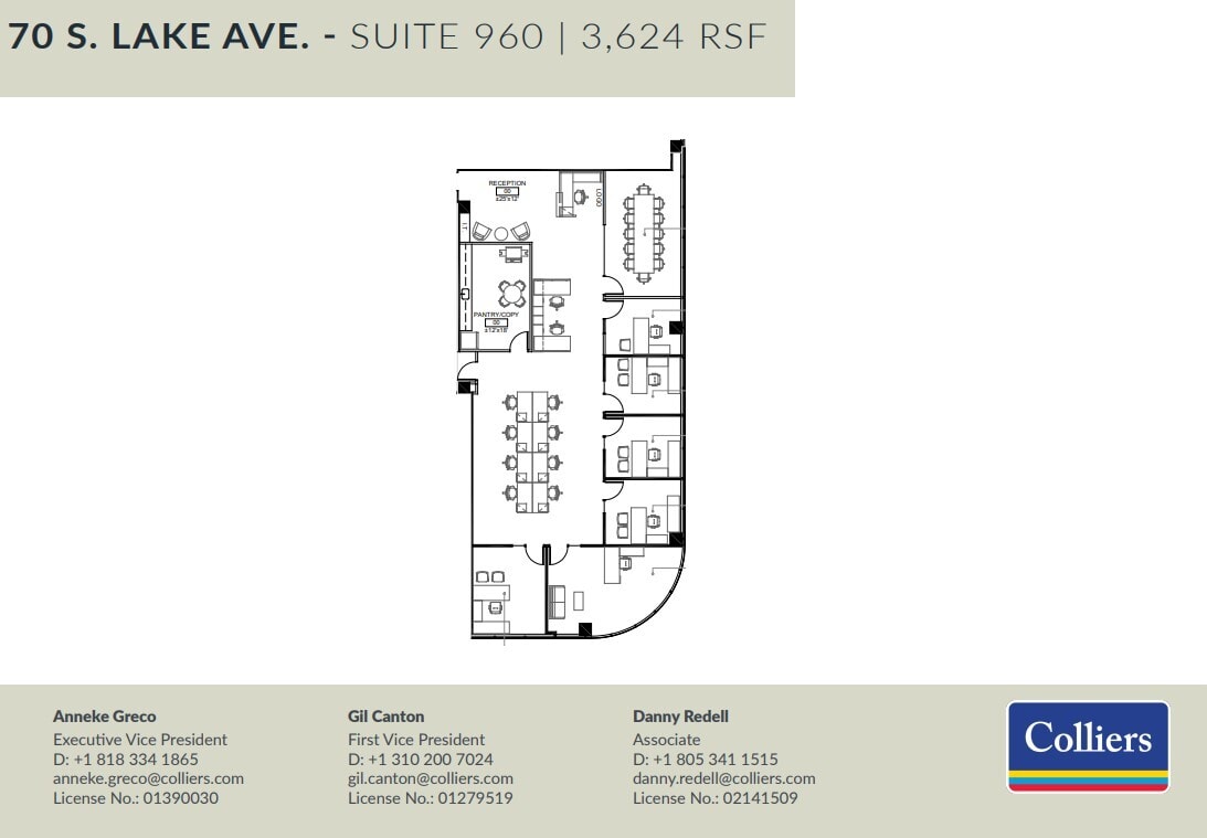 70 S Lake Ave, Pasadena, CA à louer Plan d’étage– Image 1 sur 1