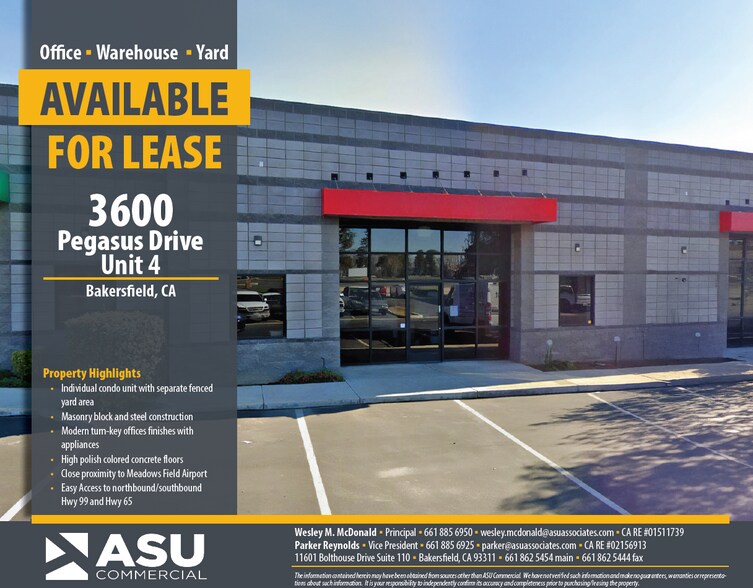 3600 Pegasus Dr, Bakersfield, CA à louer - Photo principale – Image 1 sur 2