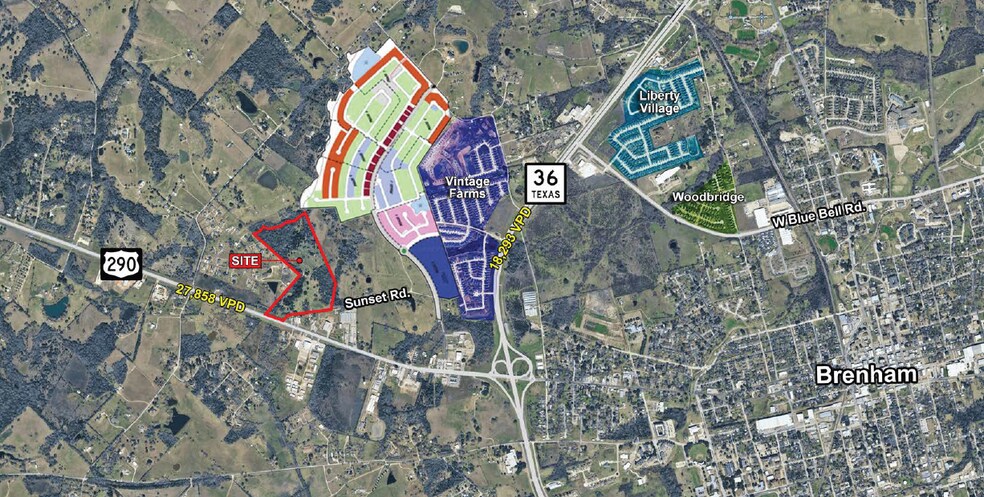 US 290 & Sunset Rd, Brenham, TX à vendre - Aérien – Image 3 sur 3