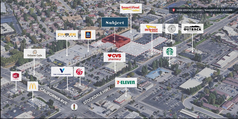 5000 Stockdale Hwy, Bakersfield, CA à vendre - Aérien – Image 1 sur 6