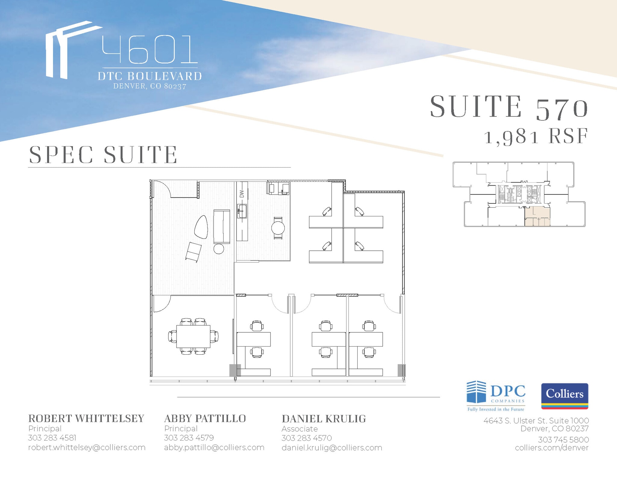 4601 Dtc Blvd, Denver, CO à louer Plan d’étage– Image 1 sur 1