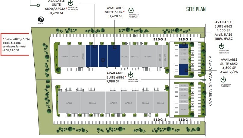 6850-6862 Alamo Downs Pky, San Antonio, TX à louer Plan d’étage– Image 1 sur 1