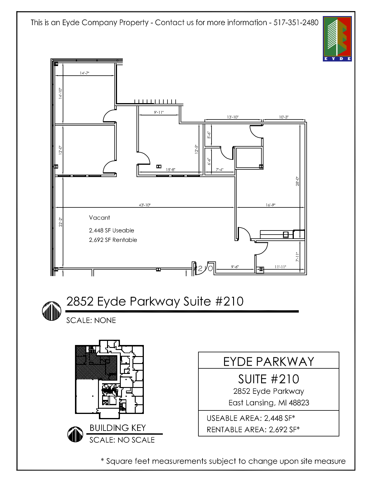 2852 Eyde Pky, East Lansing, MI à louer Plan d’étage– Image 1 sur 1