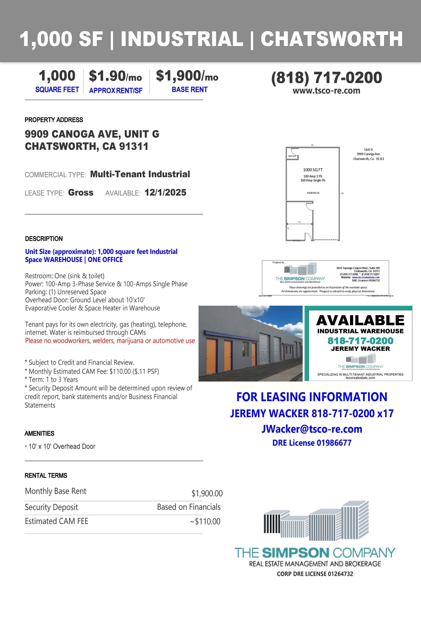 9907-9909 Canoga Ave, Chatsworth, CA à louer Photo intérieure– Image 1 sur 2