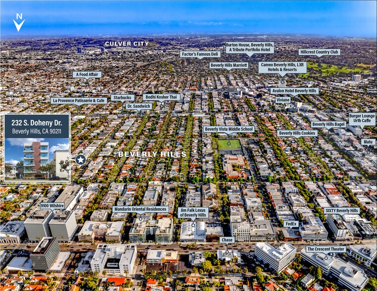 232 S Doheny Dr, Beverly Hills, CA à vendre - Aérien – Image 3 sur 9