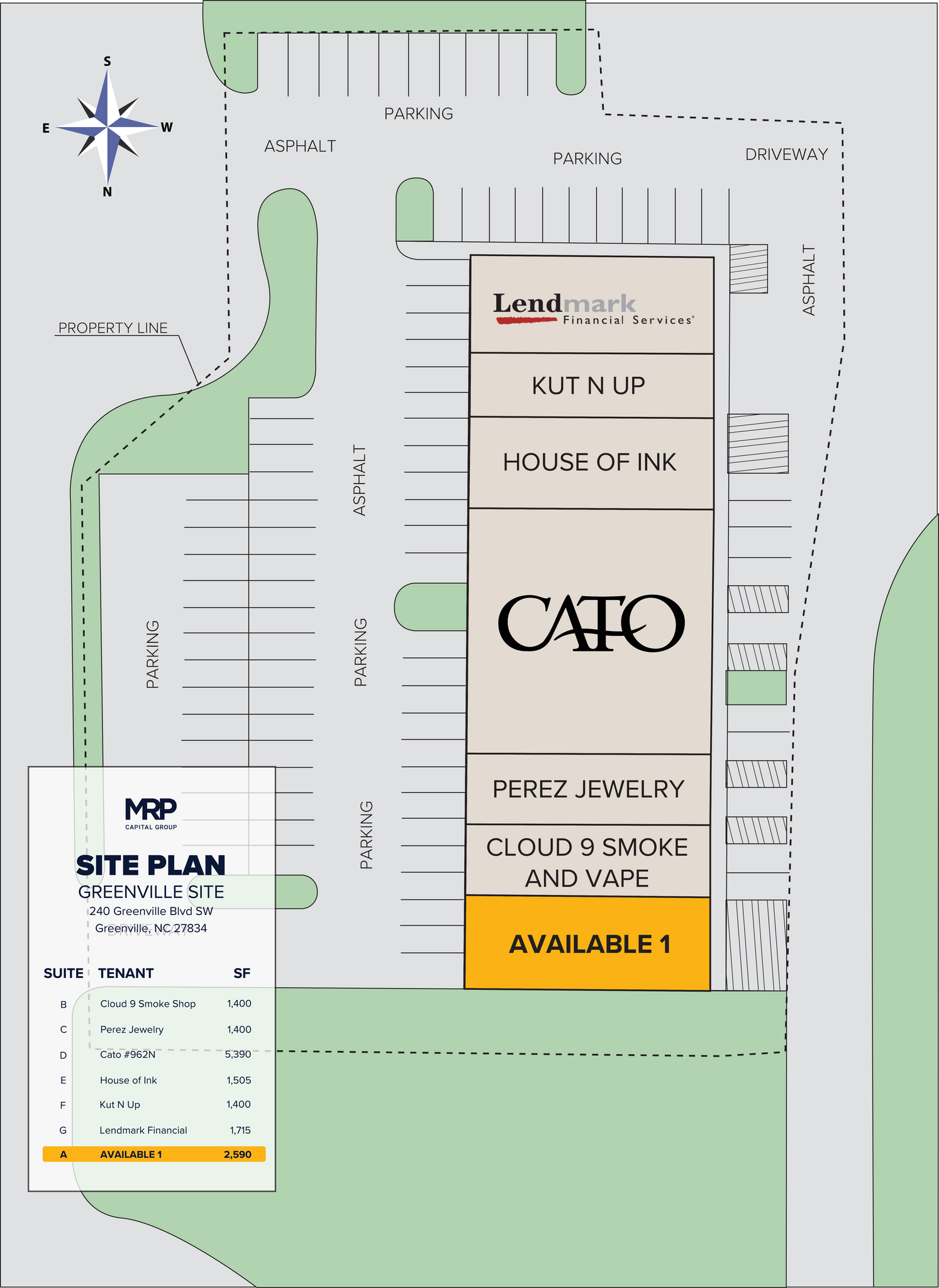 240 Greenville Blvd SE, Greenville, NC à louer Plan de site– Image 1 sur 1