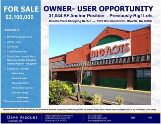 Plus de détails pour 1815-1985 Oro Dam Blvd E, Oroville, CA - Local commercial à vendre
