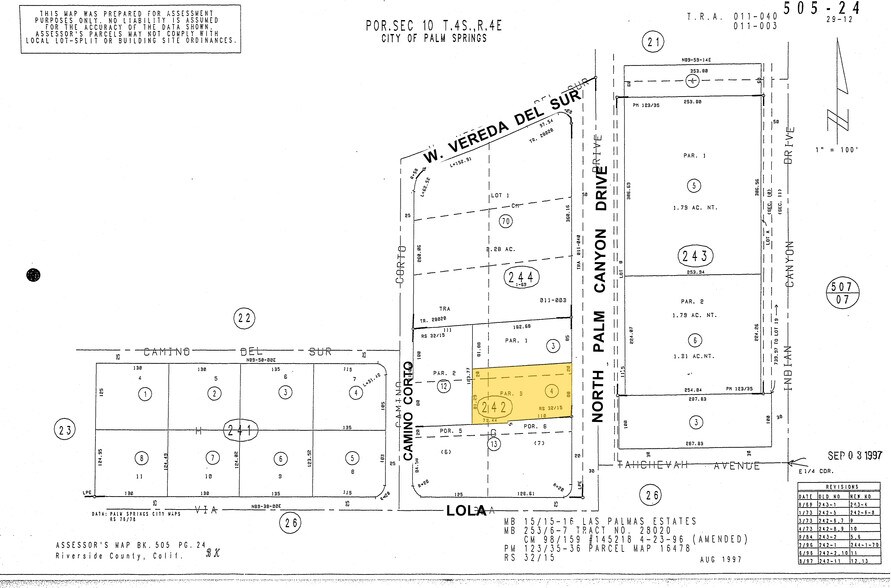 1109-1117 N Palm Canyon Dr, Palm Springs, CA à louer - Plan cadastral – Image 3 sur 5