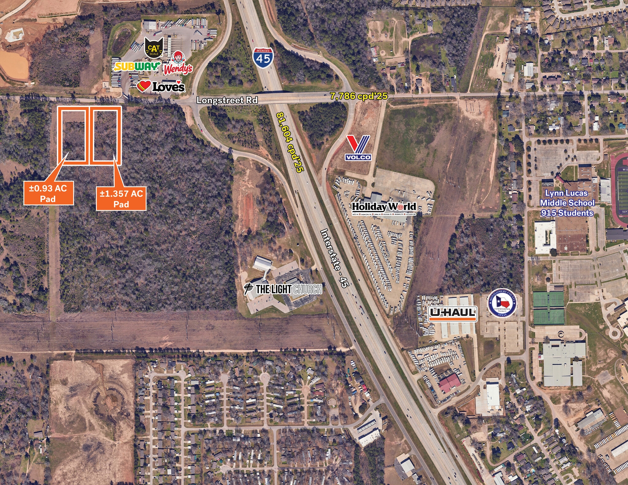 SWQ of Longstreet and I-45 rd, Willis, TX à louer Aérien– Image 1 sur 2