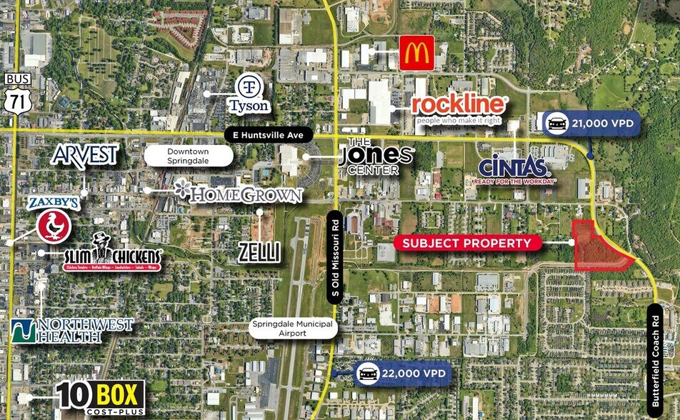 E Huntsville Ave & Ford Ave, Springdale, AR à vendre - Aérien – Image 2 sur 2