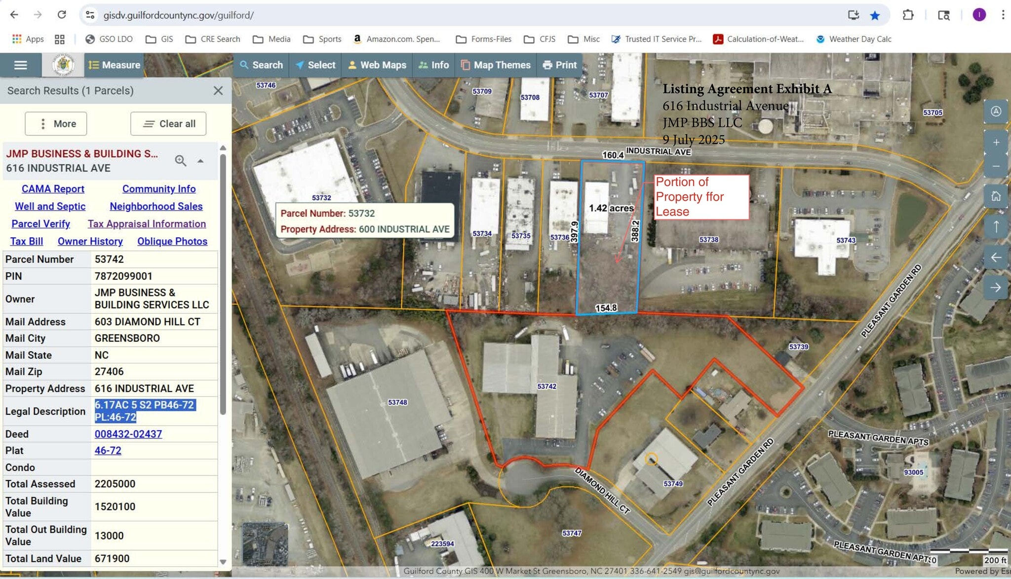 616 Industrial Ave, Greensboro, NC à louer Plan de site– Image 1 sur 7