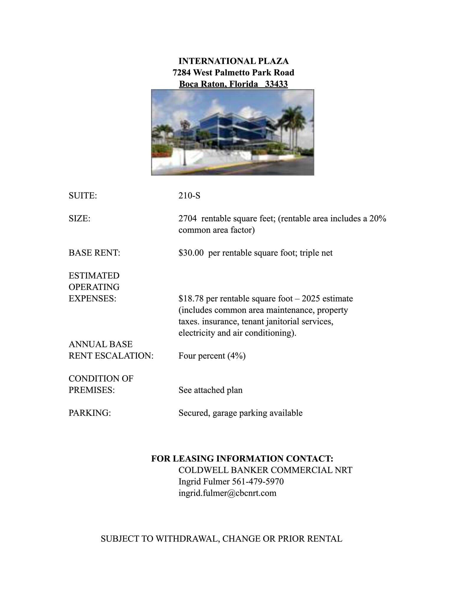 7284 W Palmetto Park Rd, Boca Raton, FL à louer Plan de site– Image 1 sur 1