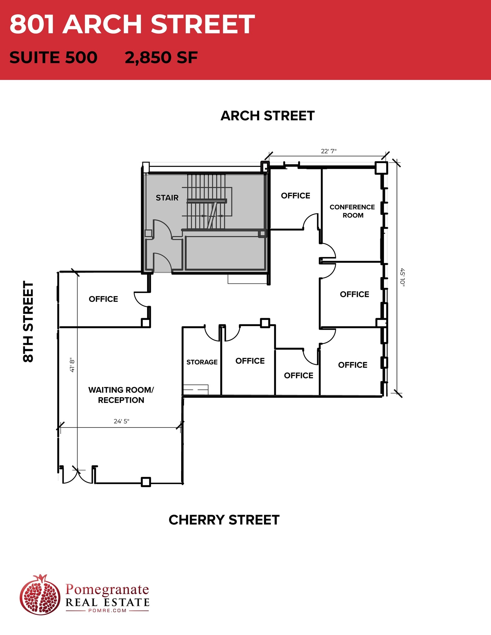 801 Arch St, Philadelphia, PA à louer Plan d’étage– Image 1 sur 1