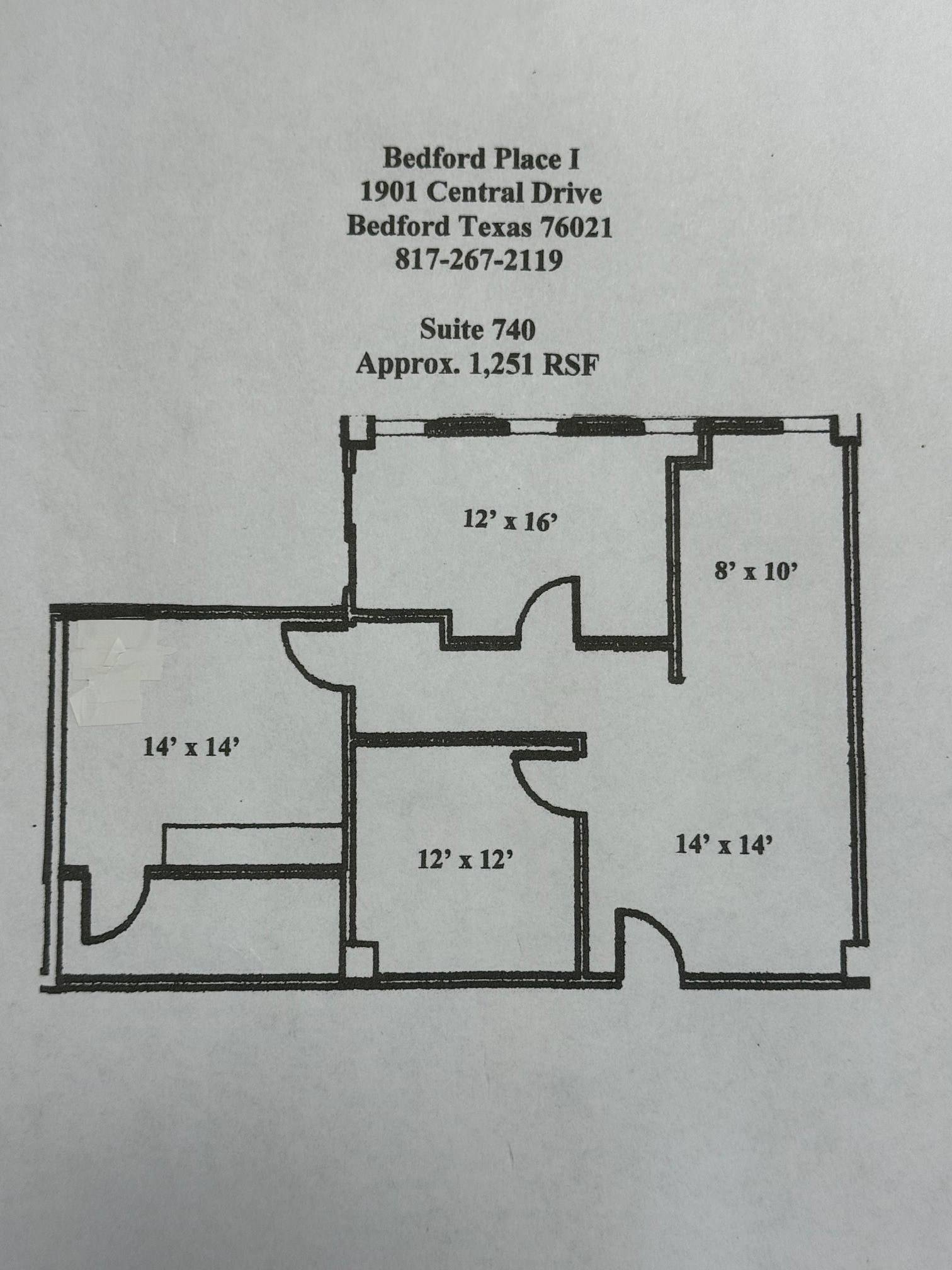 1901 Central Dr, Bedford, TX à louer Plan d’étage– Image 1 sur 5