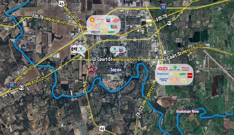 Hwy. 46 & Jefferson Ave., Seguin, TX à vendre - Aérien – Image 3 sur 4