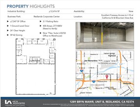 1115 Research Dr, Redlands, CA à louer Plan d’étage– Image 1 sur 2