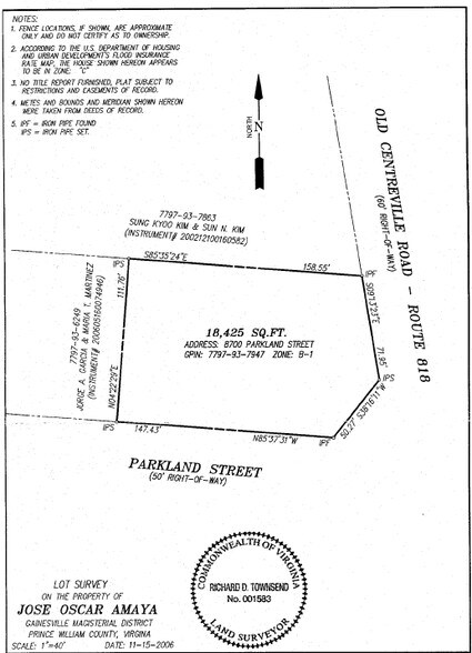 8700 Parkland St, Manassas, VA à vendre - Plan cadastral – Image 3 sur 5