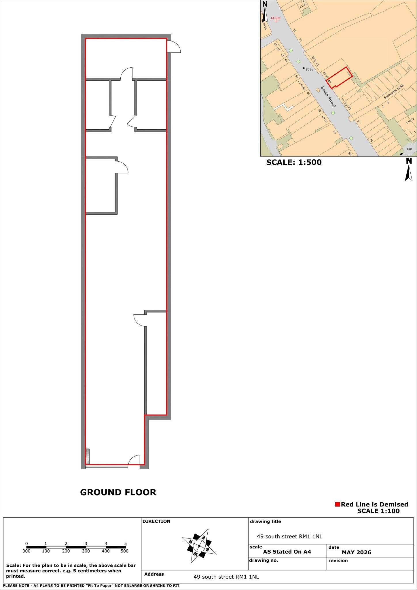 49 South St, Romford à louer Plan de site– Image 1 sur 1