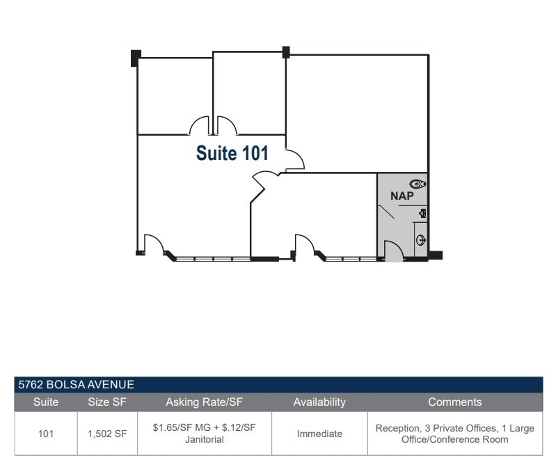 5762 Bolsa Ave, Huntington Beach, CA à louer Plan d’étage– Image 1 sur 1