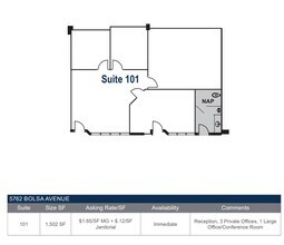5762 Bolsa Ave, Huntington Beach, CA à louer Plan d’étage– Image 1 sur 1