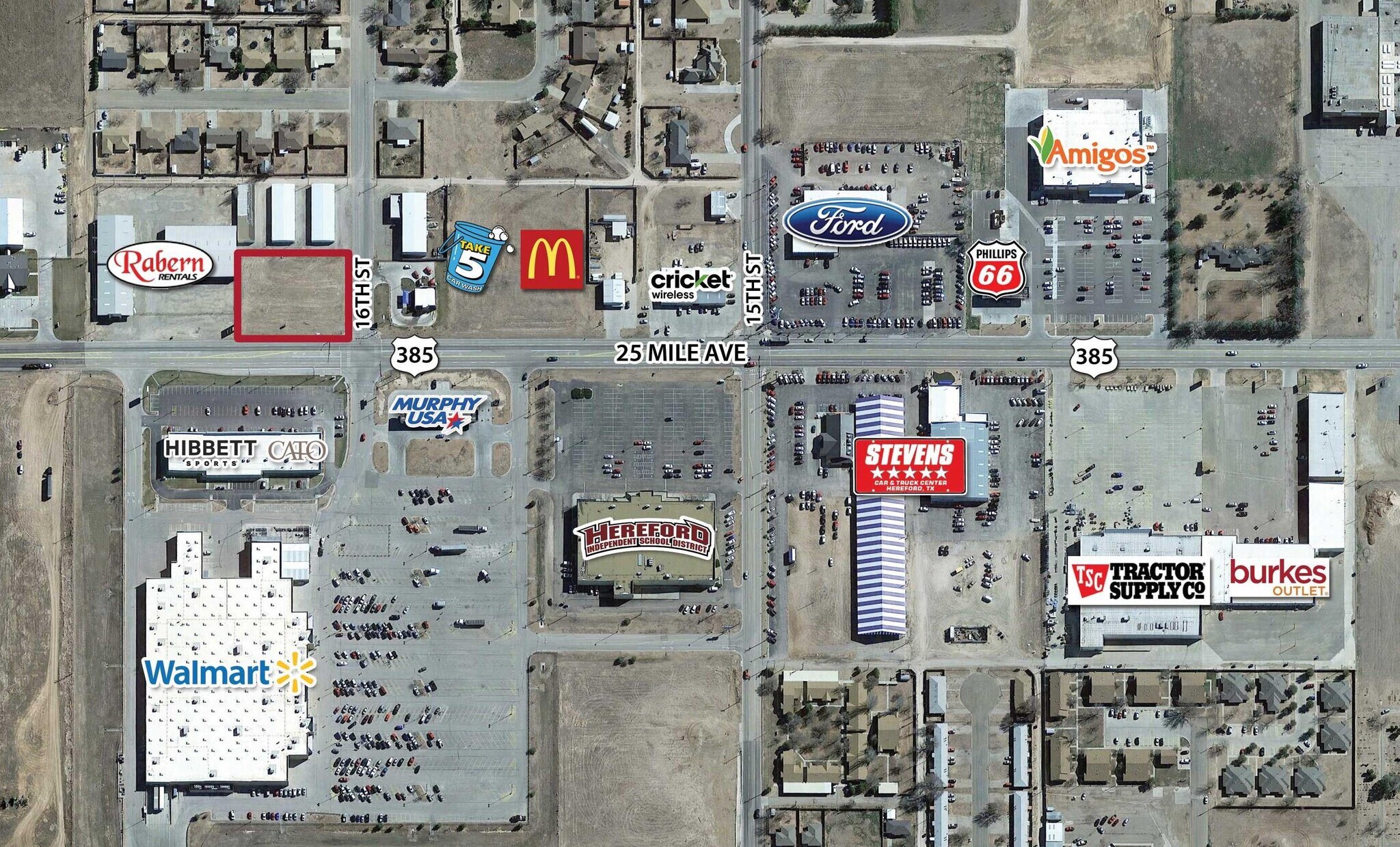 US 385 & 16TH, Hereford, TX à louer Aérien– Image 1 sur 3