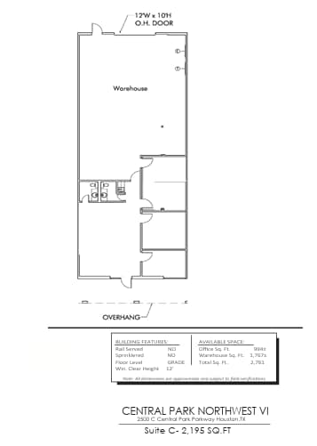 2500 Central Pky, Houston, TX à louer Plan d’étage– Image 1 sur 1