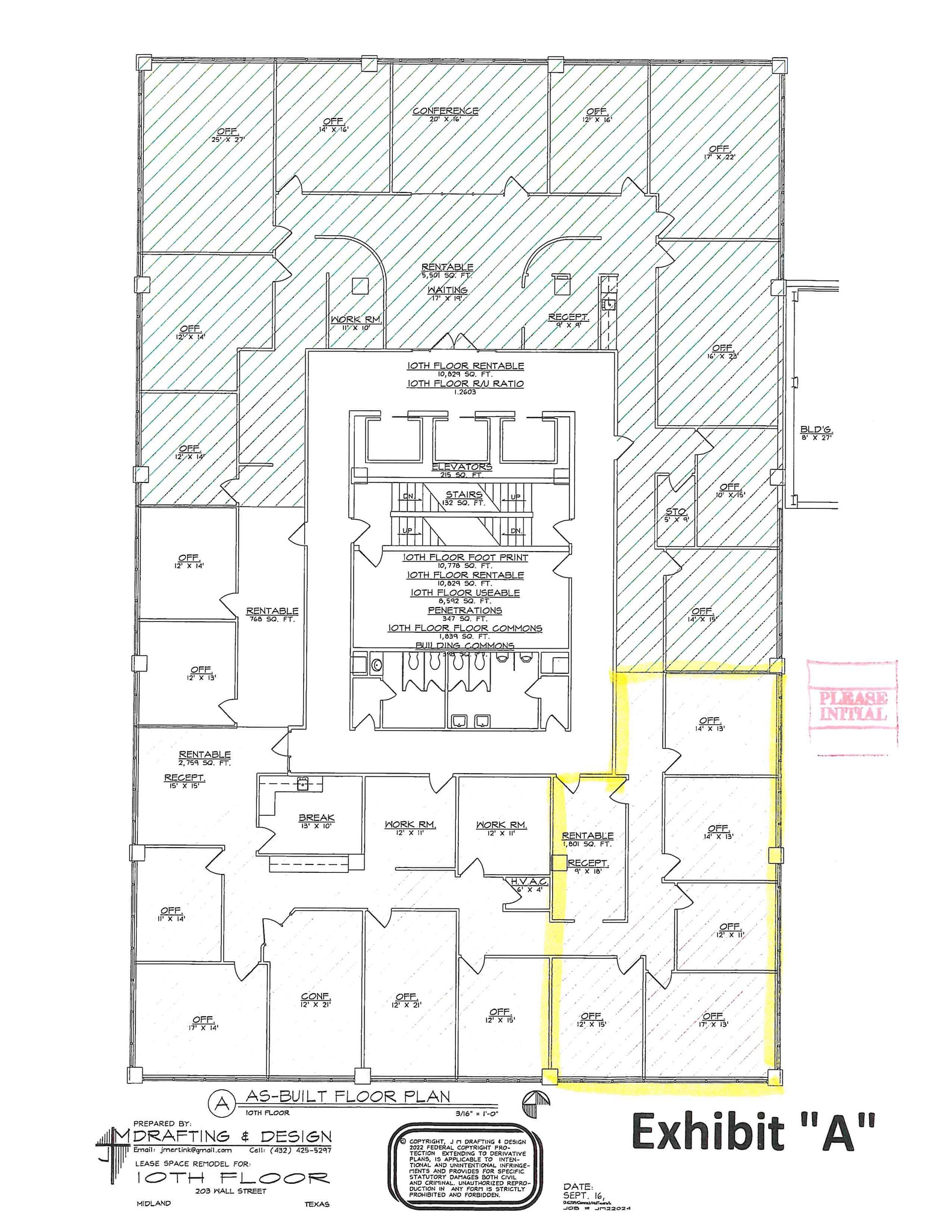 201-203 W Wall St, Midland, TX à louer Plan d’étage– Image 1 sur 10
