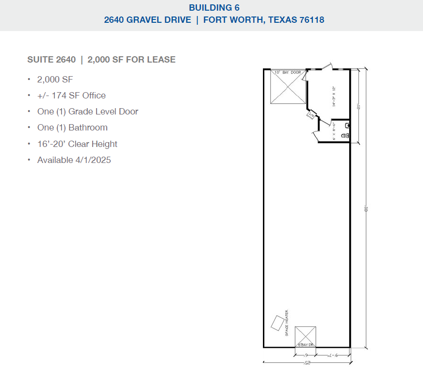 2501-2519 Gravel Dr, Fort Worth, TX à louer Plan d’étage– Image 1 sur 1